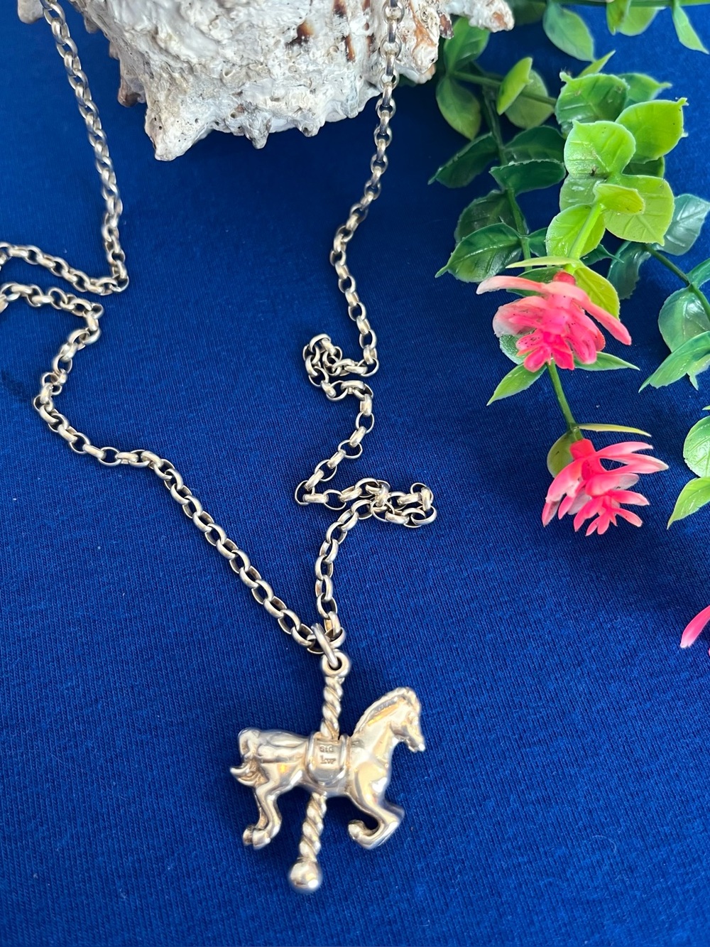 KAREN WALKER COLLECTION Carousel Horse Set Belcher Chain “KW” Tag Sterling